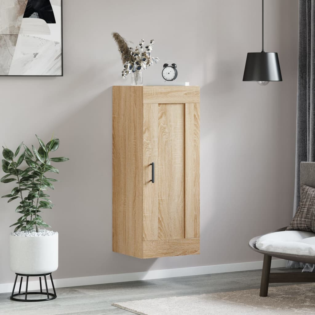 Wandkast 34,5x34x90 cm bewerkt hout sonoma eikenkleurig is nu te koop bij PeponiXL, paradijselijk wonen!