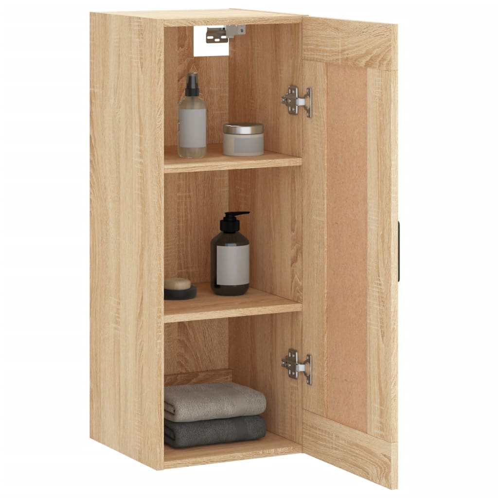 Wandkast 34,5x34x90 cm bewerkt hout sonoma eikenkleurig is nu te koop bij PeponiXL, paradijselijk wonen!