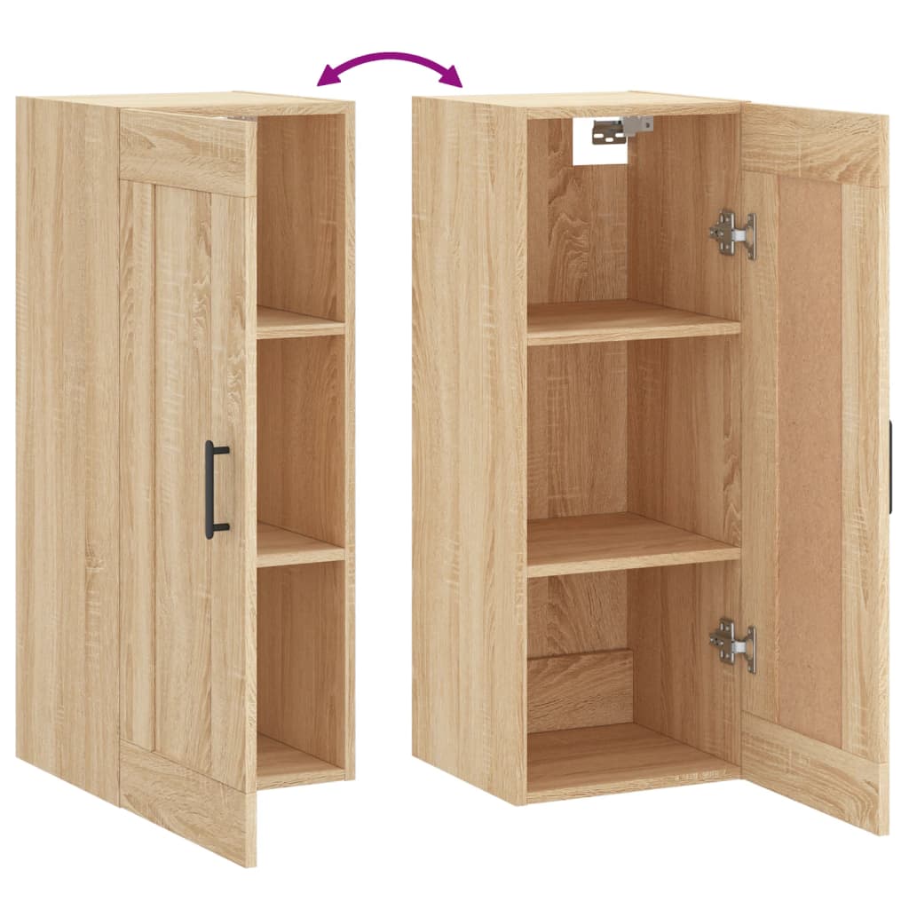 Wandkast 34,5x34x90 cm bewerkt hout sonoma eikenkleurig is nu te koop bij PeponiXL, paradijselijk wonen!