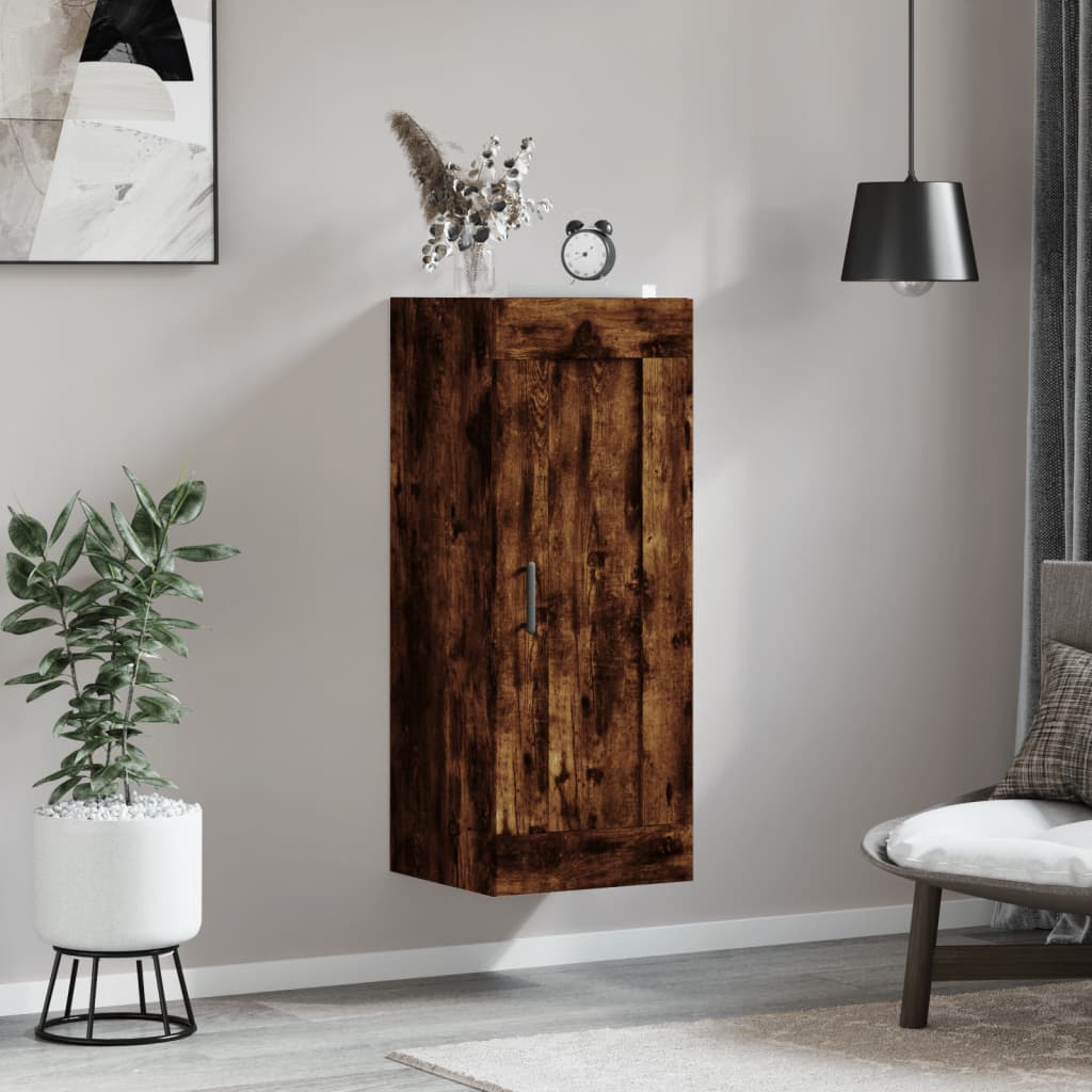 Wandkast 34,5x34x90 cm bewerkt hout gerookt eikenkleurig is nu te koop bij PeponiXL, paradijselijk wonen!