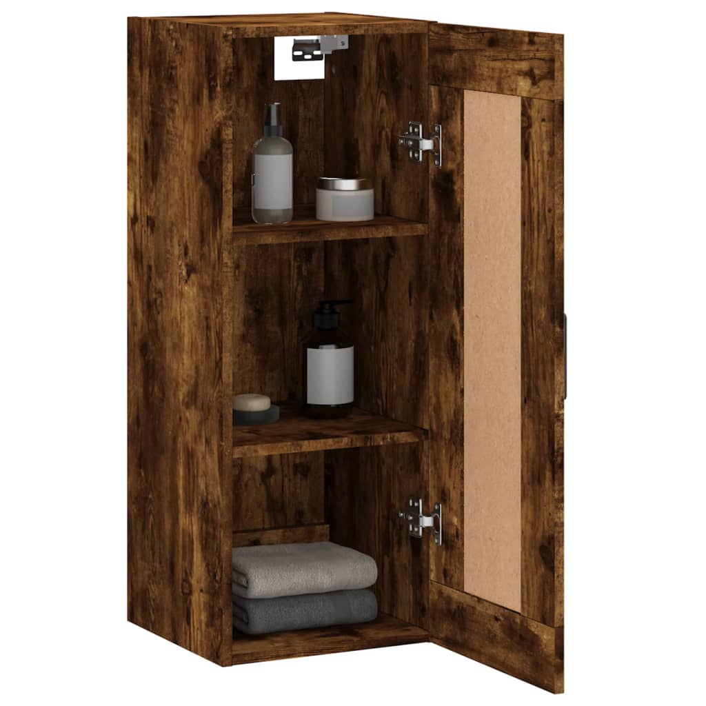 Wandkast 34,5x34x90 cm bewerkt hout gerookt eikenkleurig is nu te koop bij PeponiXL, paradijselijk wonen!