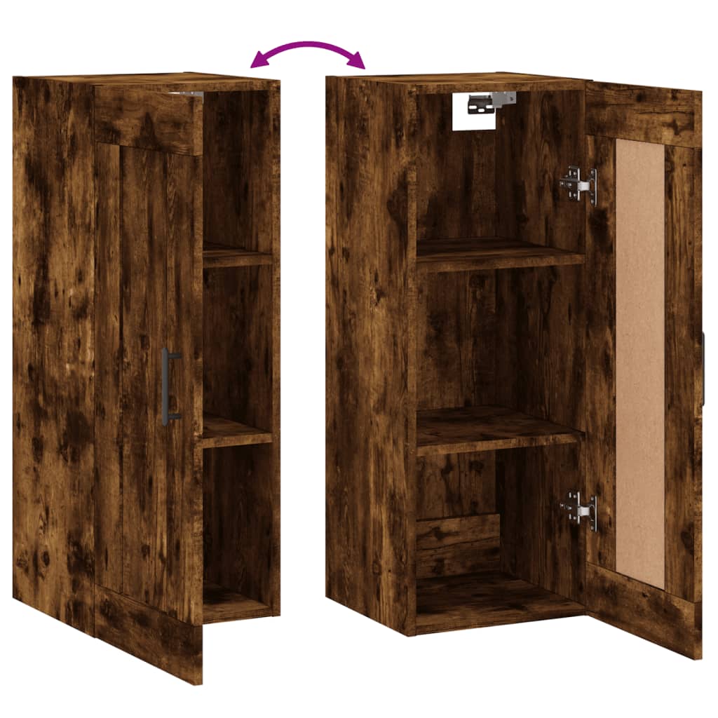 Wandkast 34,5x34x90 cm bewerkt hout gerookt eikenkleurig is nu te koop bij PeponiXL, paradijselijk wonen!