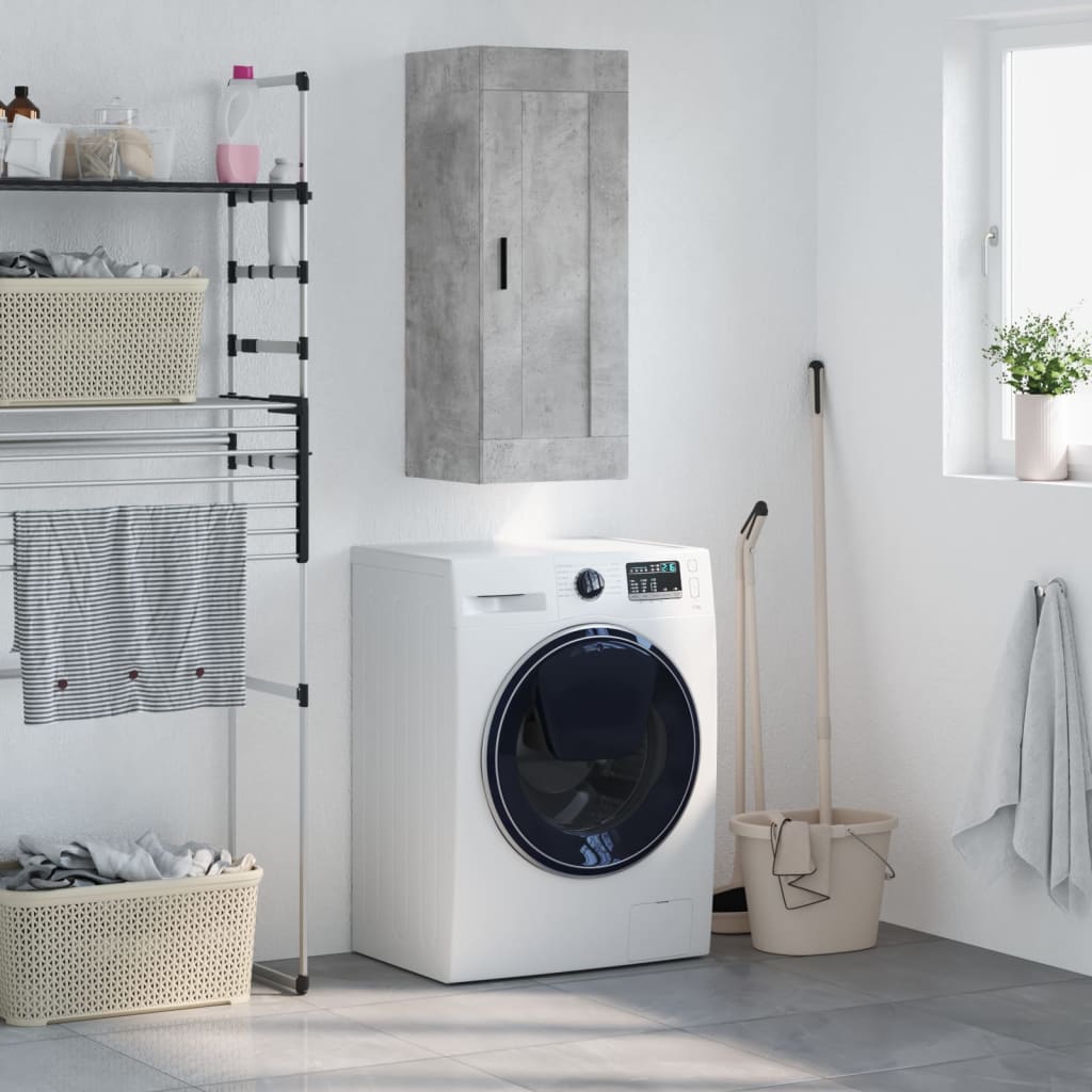 Wandkast 34,5x34x90 cm bewerkt hout betongrijs is nu te koop bij PeponiXL, paradijselijk wonen!