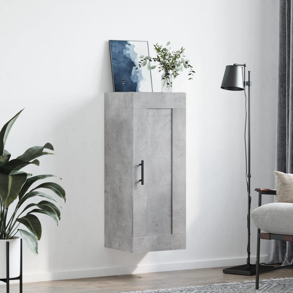 Wandkast 34,5x34x90 cm bewerkt hout betongrijs is nu te koop bij PeponiXL, paradijselijk wonen!
