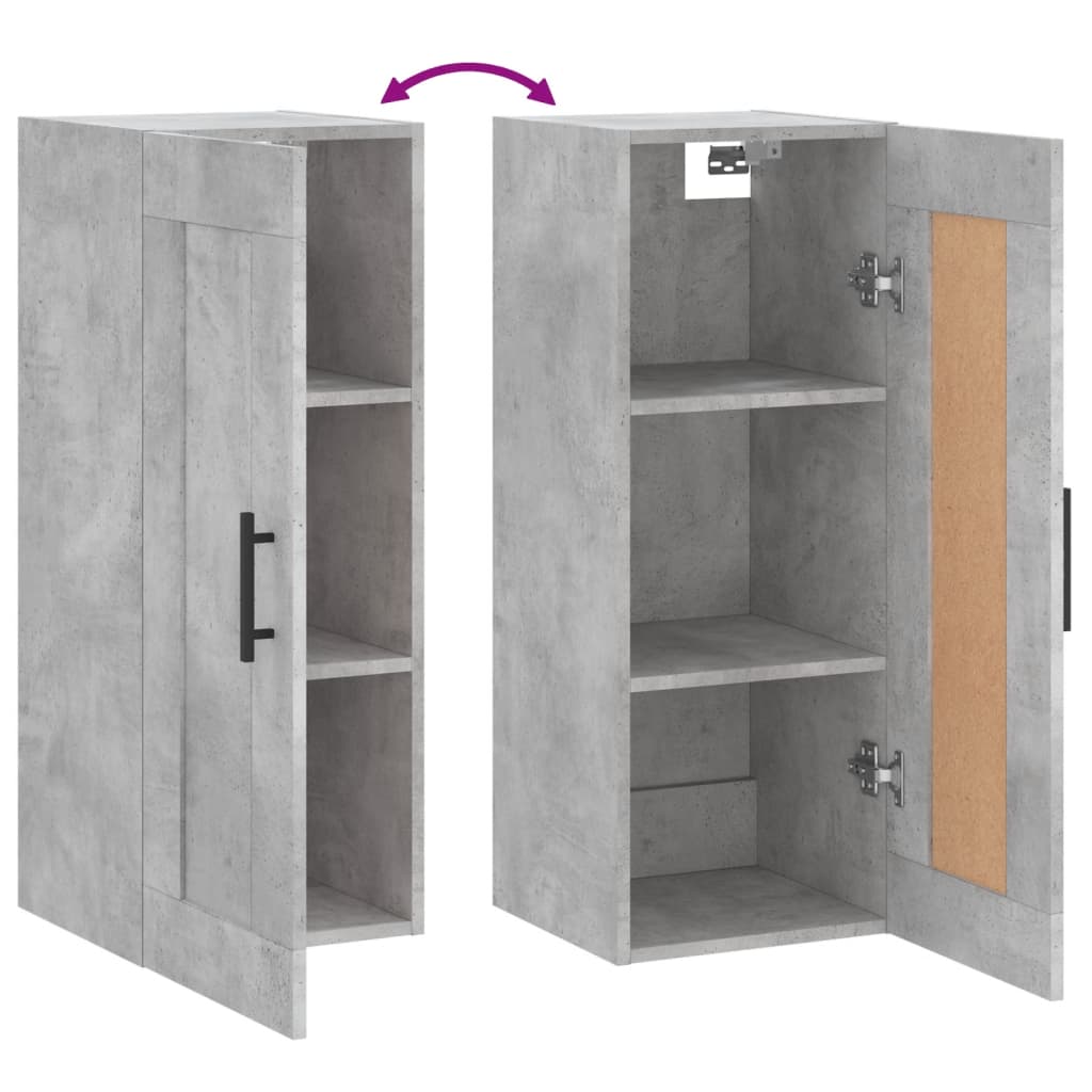 Wandkast 34,5x34x90 cm bewerkt hout betongrijs is nu te koop bij PeponiXL, paradijselijk wonen!