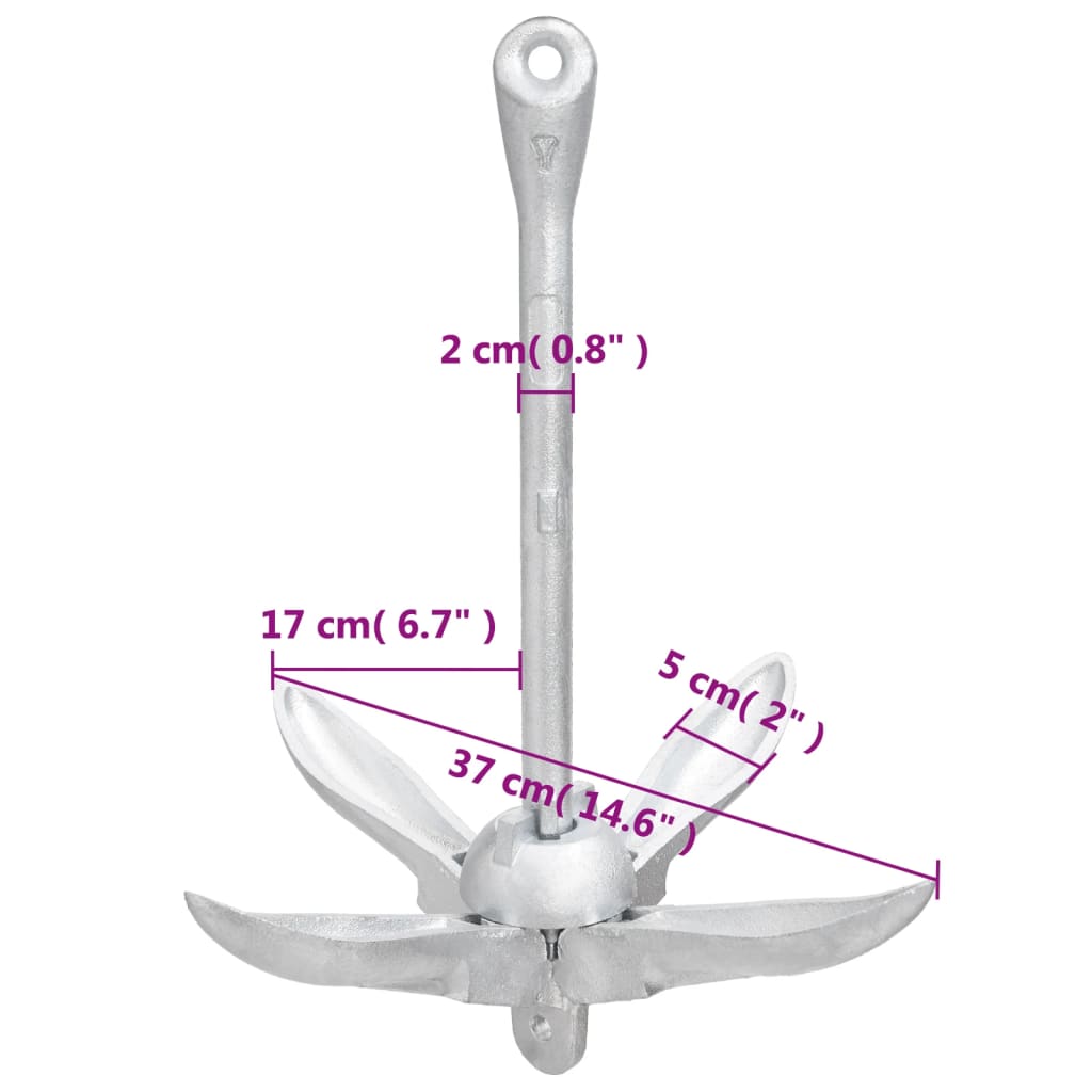 Anker inklapbaar 3,2 kg smeedijzer zilverkleurig is nu te koop bij PeponiXL, paradijselijk wonen!