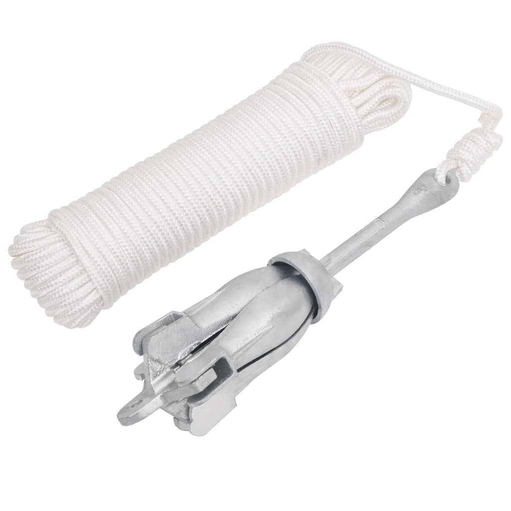 Anker met touw inklapbaar 3,2 kg smeedijzer zilverkleurig is nu te koop bij PeponiXL, paradijselijk wonen!