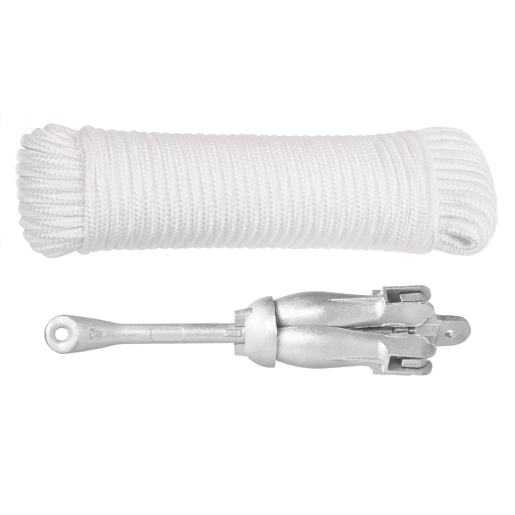 Anker met touw inklapbaar 3,2 kg smeedijzer zilverkleurig is nu te koop bij PeponiXL, paradijselijk wonen!