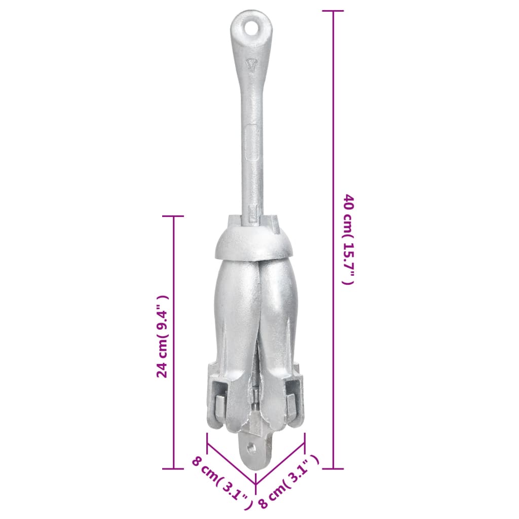 Anker met touw inklapbaar 3,2 kg smeedijzer zilverkleurig is nu te koop bij PeponiXL, paradijselijk wonen!