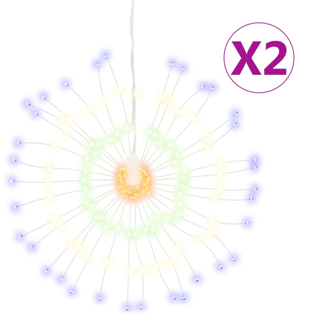 Kerstverlichting vuurwerk 2 st 140 meerkleurige LED's 17 cm is nu te koop bij PeponiXL, paradijselijk wonen!