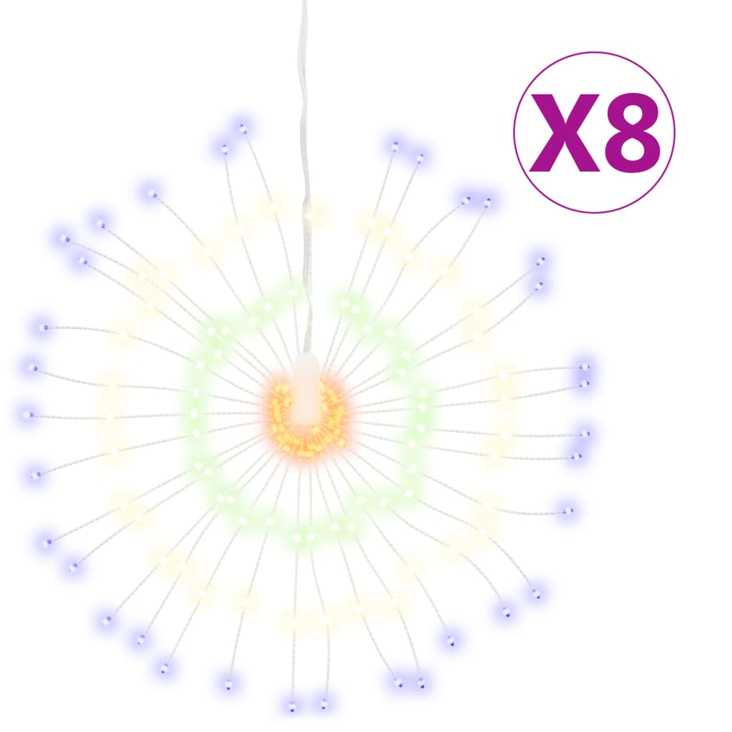 Kerstverlichting vuurwerk 8 st 140 meerkleurige LED's 17 cm is nu te koop bij PeponiXL, paradijselijk wonen!
