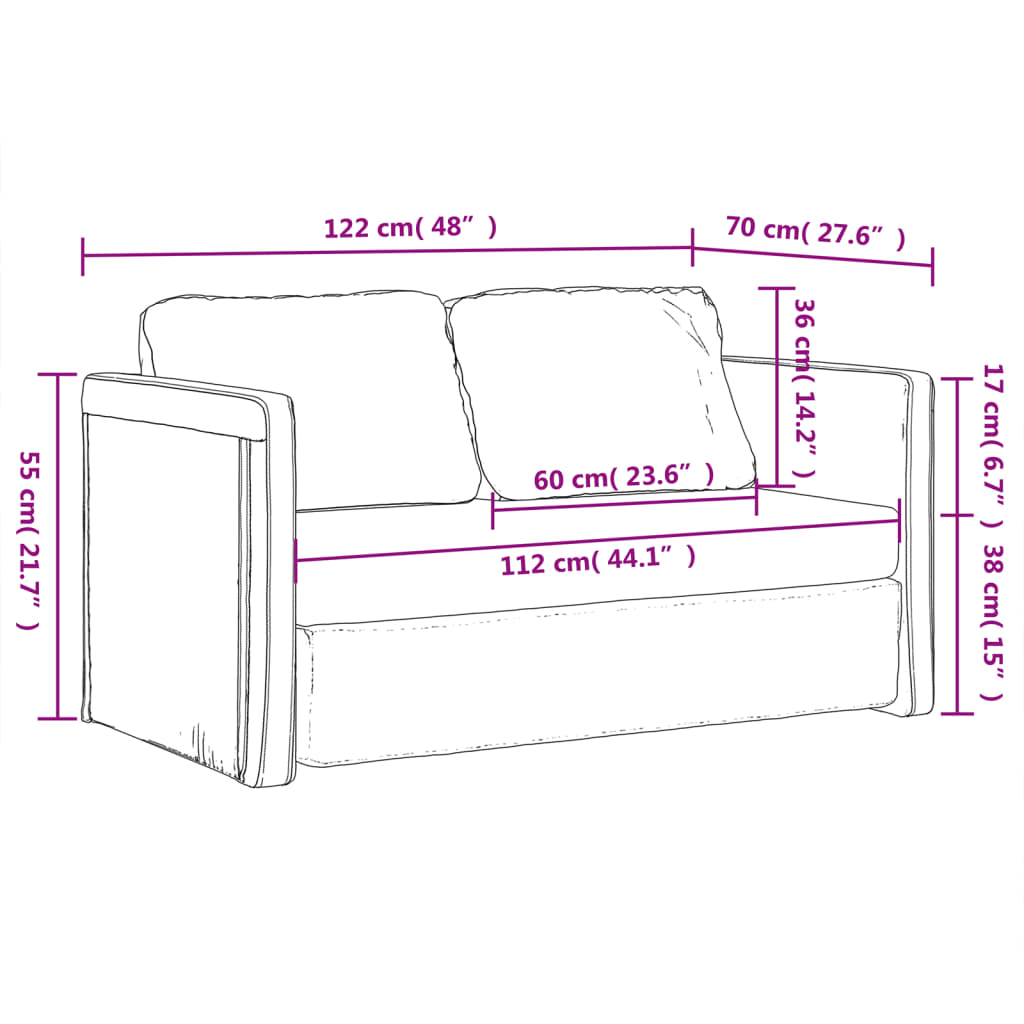 Slaapbank vloermodel 2-in-1 122x204x55 cm fluweel lichtgrijs is nu te koop bij PeponiXL, paradijselijk wonen!