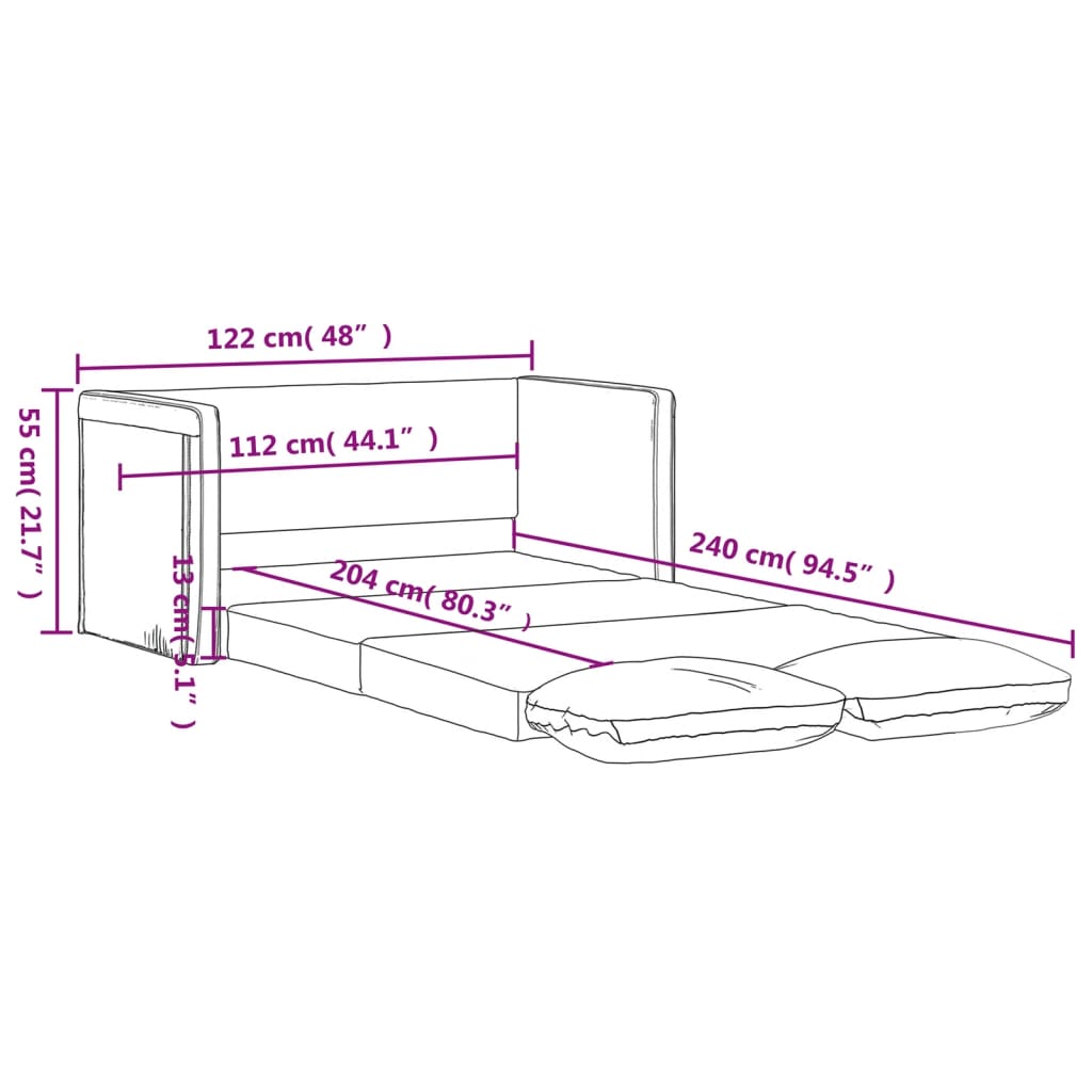 Slaapbank vloermodel 2-in-1 122x204x55 cm fluweel lichtgrijs is nu te koop bij PeponiXL, paradijselijk wonen!