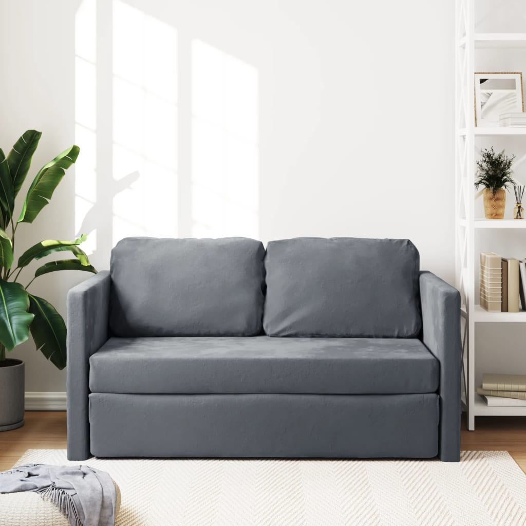 Slaapbank vloermodel 2-in-1 122x204x55 cm fluweel donkergrijs is nu te koop bij PeponiXL, paradijselijk wonen!