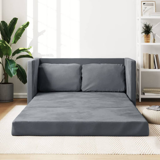 Slaapbank vloermodel 2-in-1 122x204x55 cm fluweel donkergrijs is nu te koop bij PeponiXL, paradijselijk wonen!