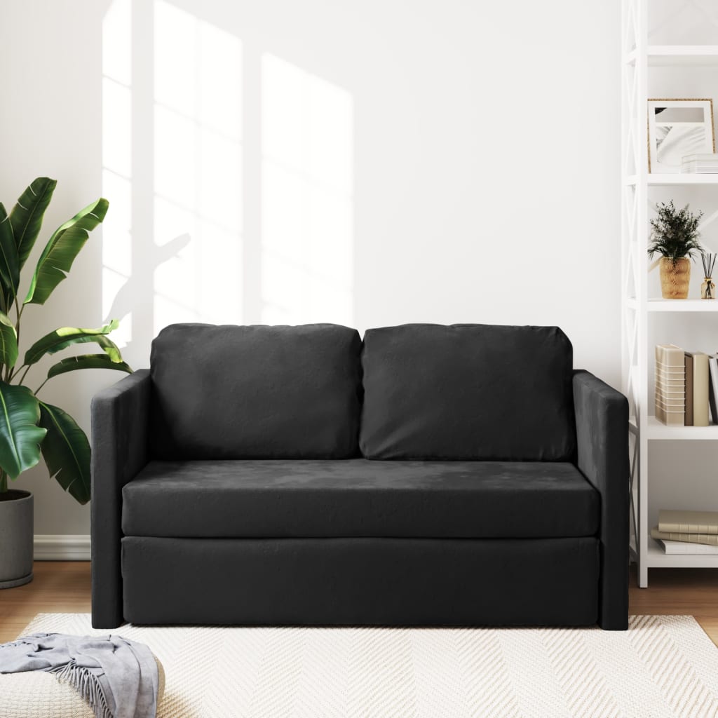 Slaapbank vloermodel 2-in-1 122x204x55 cm fluweel zwart is nu te koop bij PeponiXL, paradijselijk wonen!