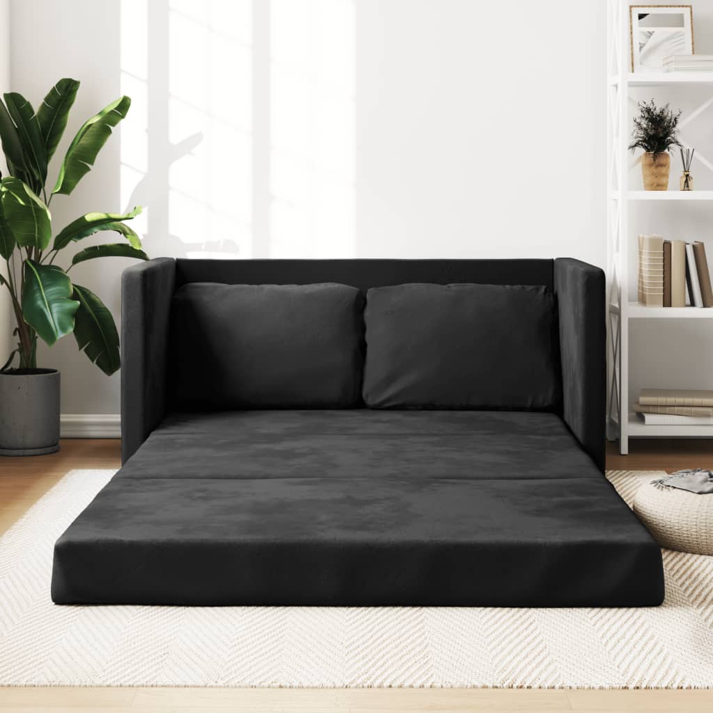 Slaapbank vloermodel 2-in-1 122x204x55 cm fluweel zwart is nu te koop bij PeponiXL, paradijselijk wonen!