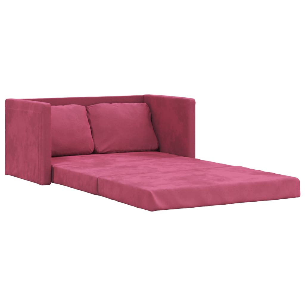 Slaapbank vloermodel 2-in-1 122x204x55 cm fluweel wijnrood is nu te koop bij PeponiXL, paradijselijk wonen!