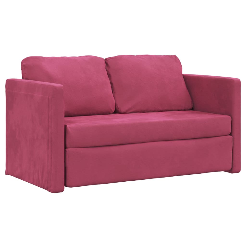 Slaapbank vloermodel 2-in-1 122x204x55 cm fluweel wijnrood is nu te koop bij PeponiXL, paradijselijk wonen!