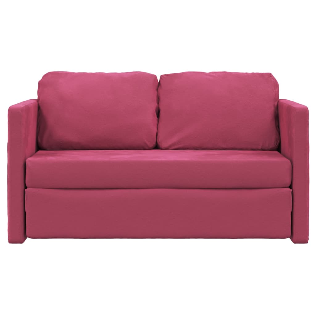 Slaapbank vloermodel 2-in-1 122x204x55 cm fluweel wijnrood is nu te koop bij PeponiXL, paradijselijk wonen!