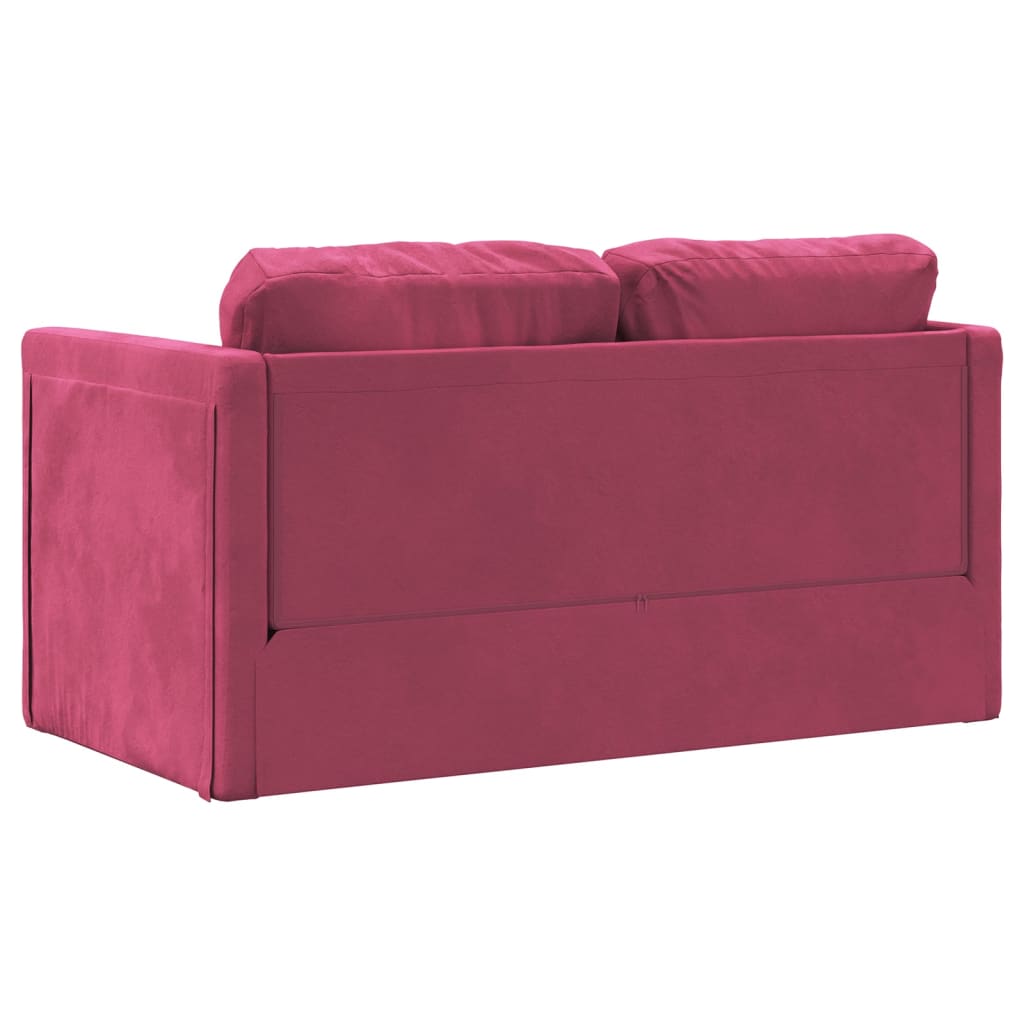 Slaapbank vloermodel 2-in-1 122x204x55 cm fluweel wijnrood is nu te koop bij PeponiXL, paradijselijk wonen!