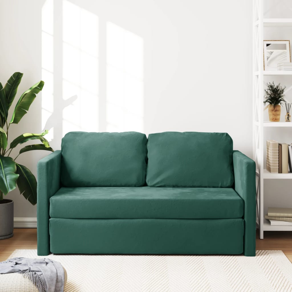 Slaapbank vloermodel 2-in-1 122x204x55 cm fluweel donkergroen is nu te koop bij PeponiXL, paradijselijk wonen!