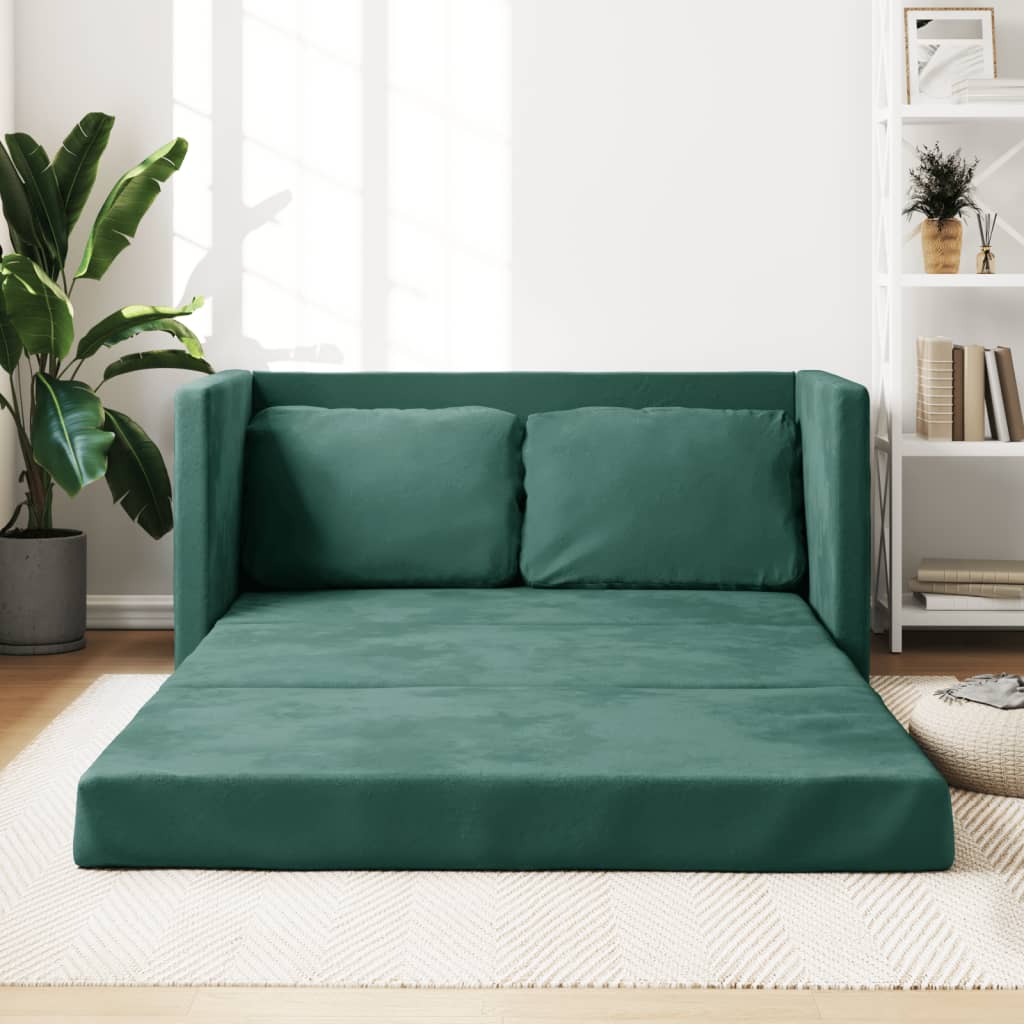 Slaapbank vloermodel 2-in-1 122x204x55 cm fluweel donkergroen is nu te koop bij PeponiXL, paradijselijk wonen!