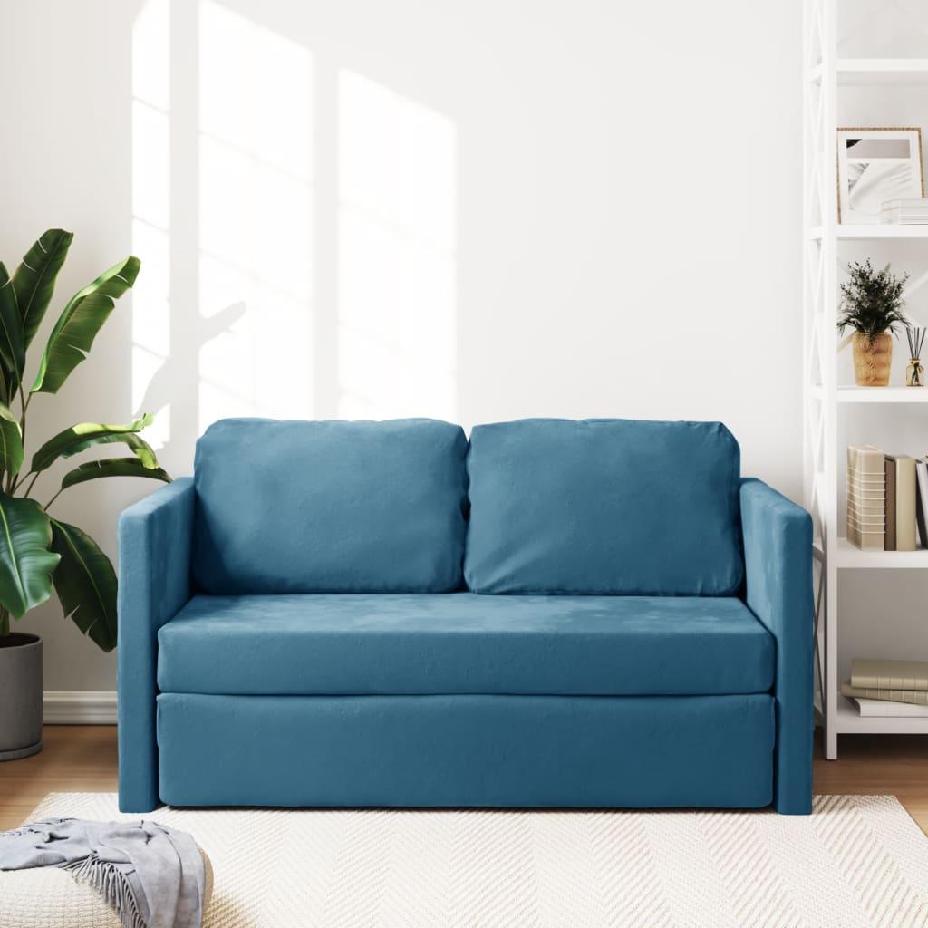 Slaapbank vloermodel 2-in-1 122x204x55 cm fluweel blauw is nu te koop bij PeponiXL, paradijselijk wonen!