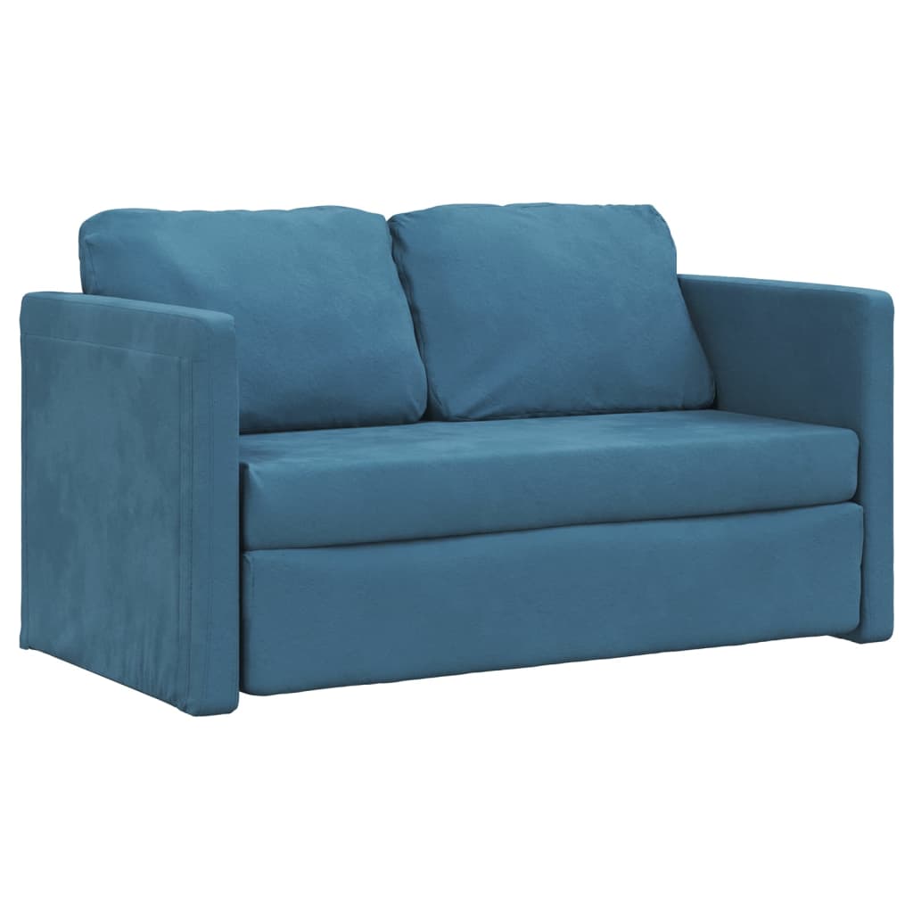 Slaapbank vloermodel 2-in-1 122x204x55 cm fluweel blauw is nu te koop bij PeponiXL, paradijselijk wonen!