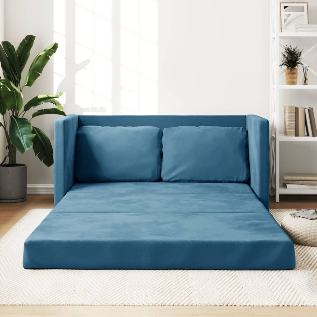 Slaapbank vloermodel 2-in-1 122x204x55 cm fluweel blauw is nu te koop bij PeponiXL, paradijselijk wonen!
