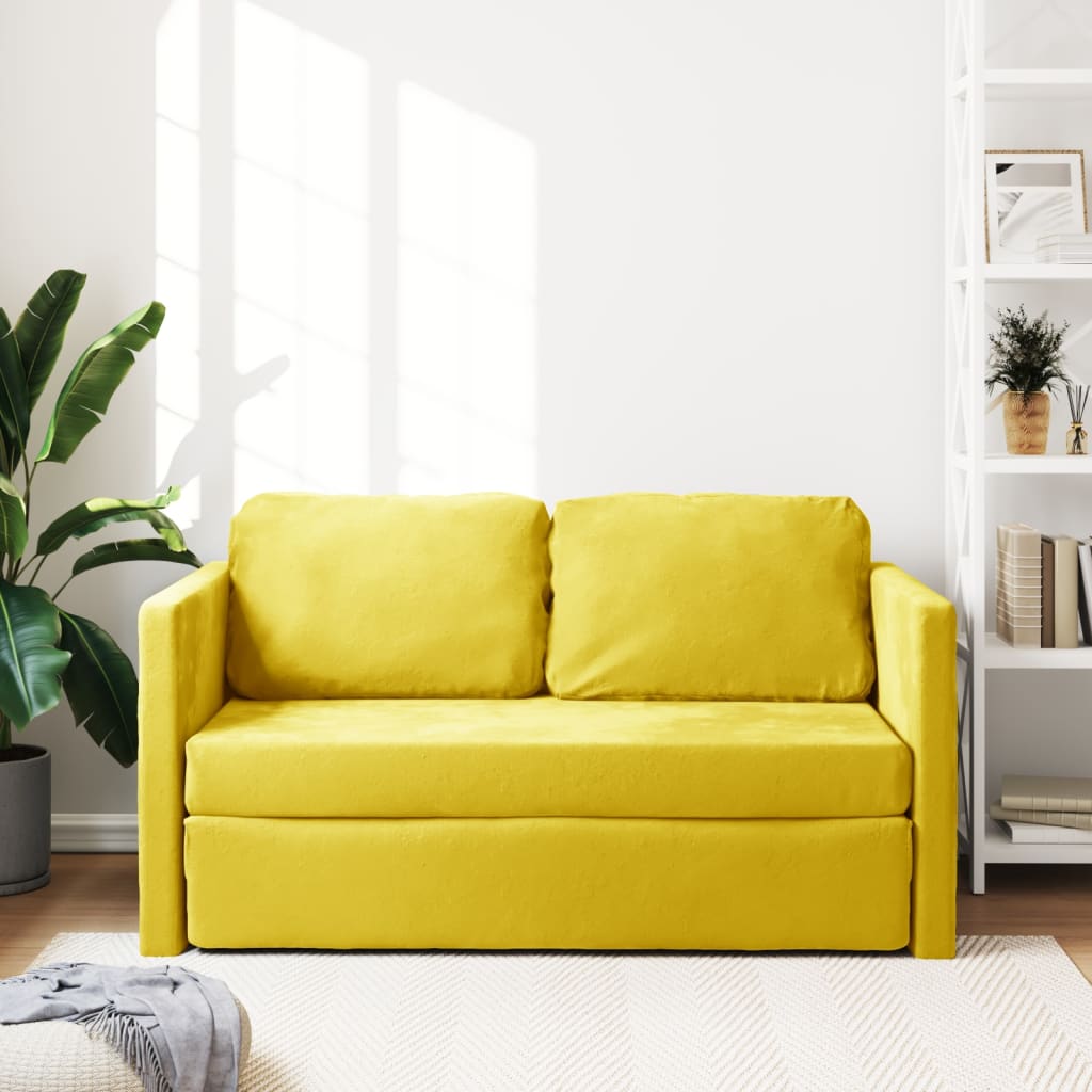 Slaapbank vloermodel 2-in-1 122x204x55 cm fluweel donkergeel is nu te koop bij PeponiXL, paradijselijk wonen!