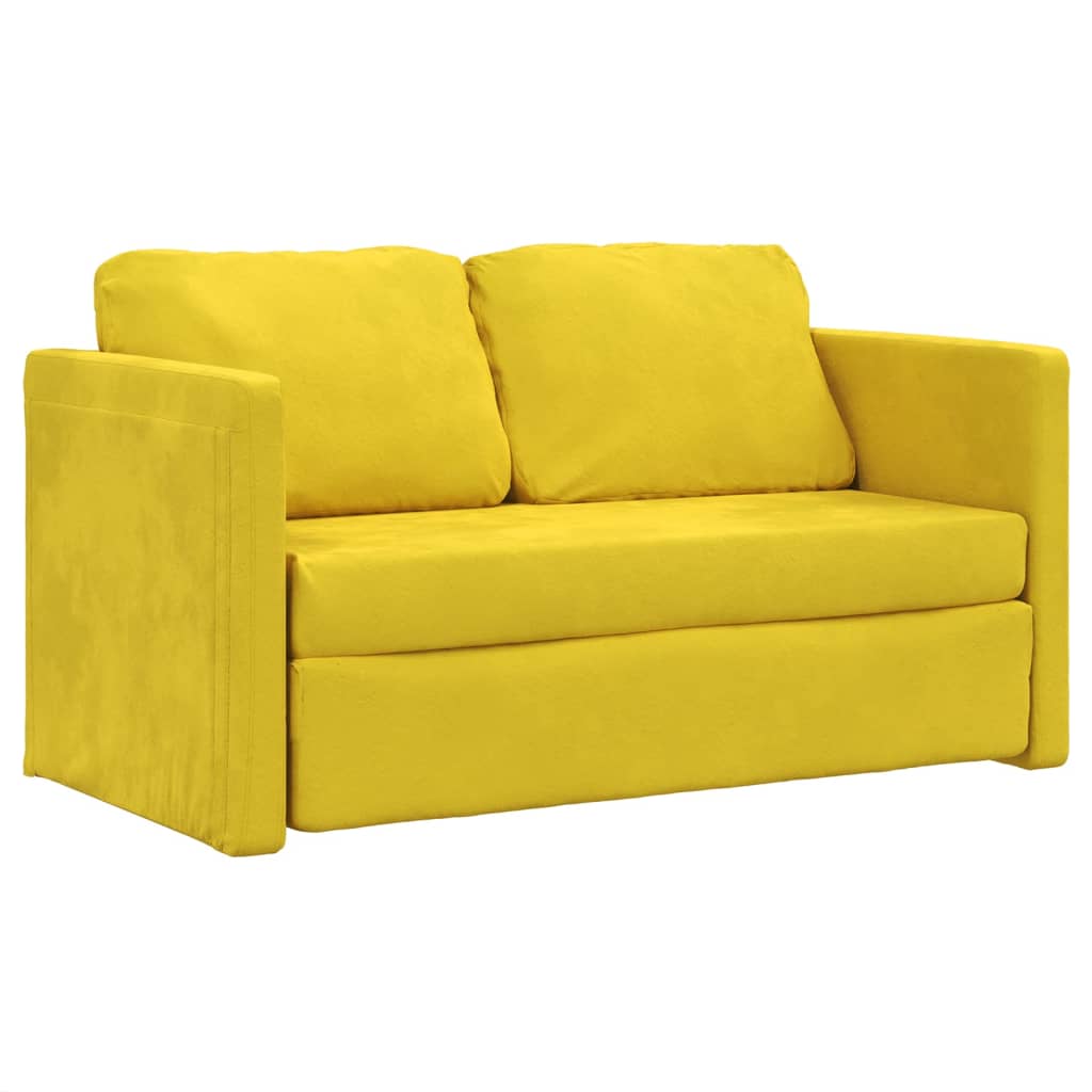 Slaapbank vloermodel 2-in-1 122x204x55 cm fluweel donkergeel is nu te koop bij PeponiXL, paradijselijk wonen!