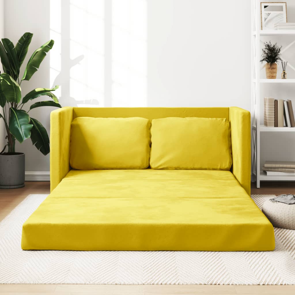 Slaapbank vloermodel 2-in-1 122x204x55 cm fluweel donkergeel is nu te koop bij PeponiXL, paradijselijk wonen!