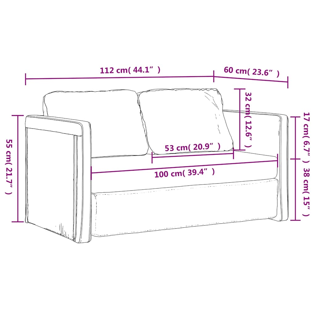 Slaapbank vloermodel 2-in-1 112x174x55 cm stof crèmekleurig is nu te koop bij PeponiXL, paradijselijk wonen!