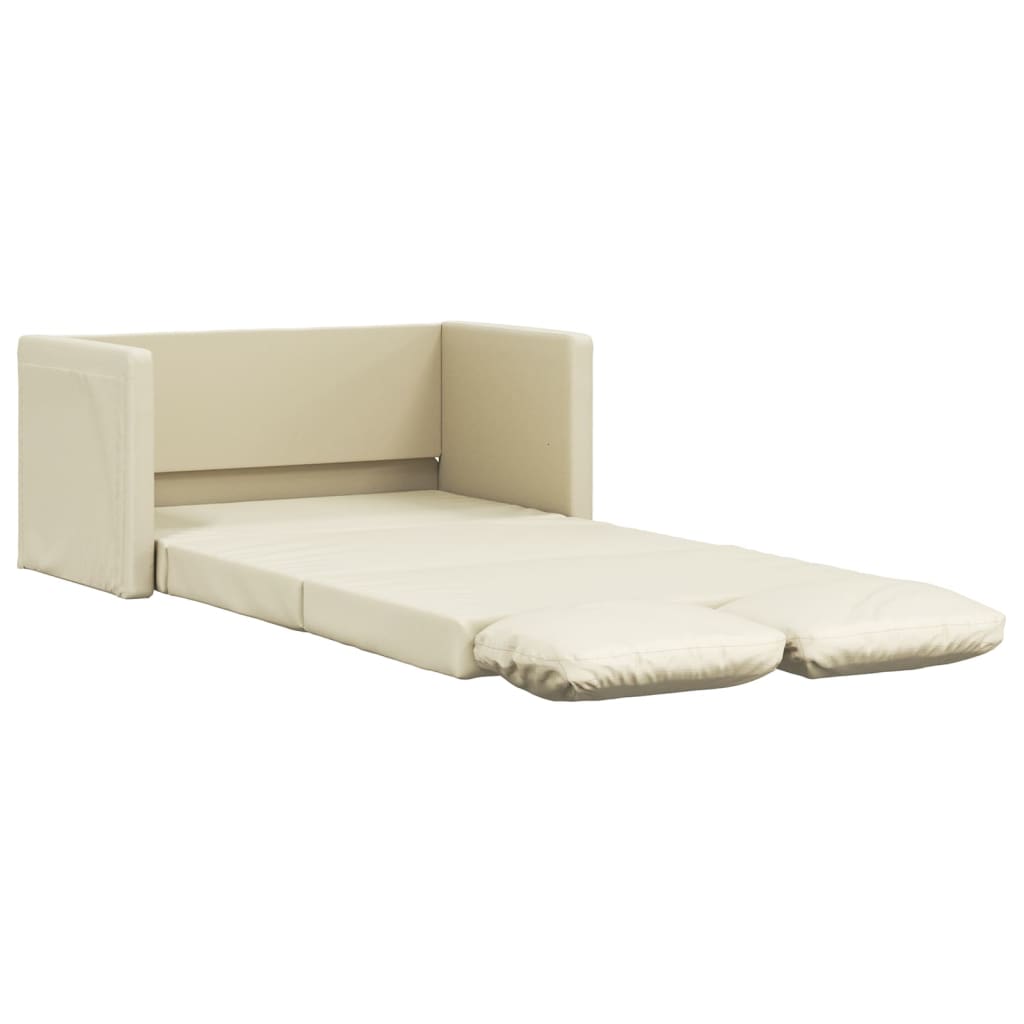 Slaapbank vloermodel 2-in-1 112x174x55 cm kunstleer crèmekleur is nu te koop bij PeponiXL, paradijselijk wonen!