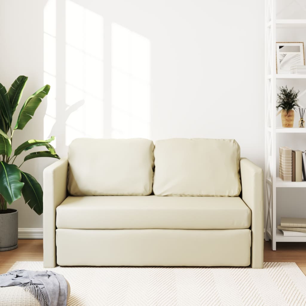 Slaapbank vloermodel 2-in-1 112x174x55 cm kunstleer crèmekleur is nu te koop bij PeponiXL, paradijselijk wonen!
