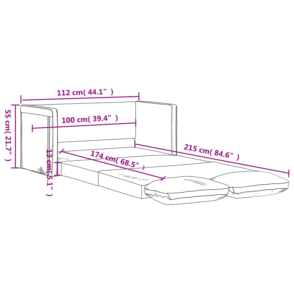 Slaapbank vloermodel 2-in-1 112x174x55 cm kunstleer crèmekleur is nu te koop bij PeponiXL, paradijselijk wonen!