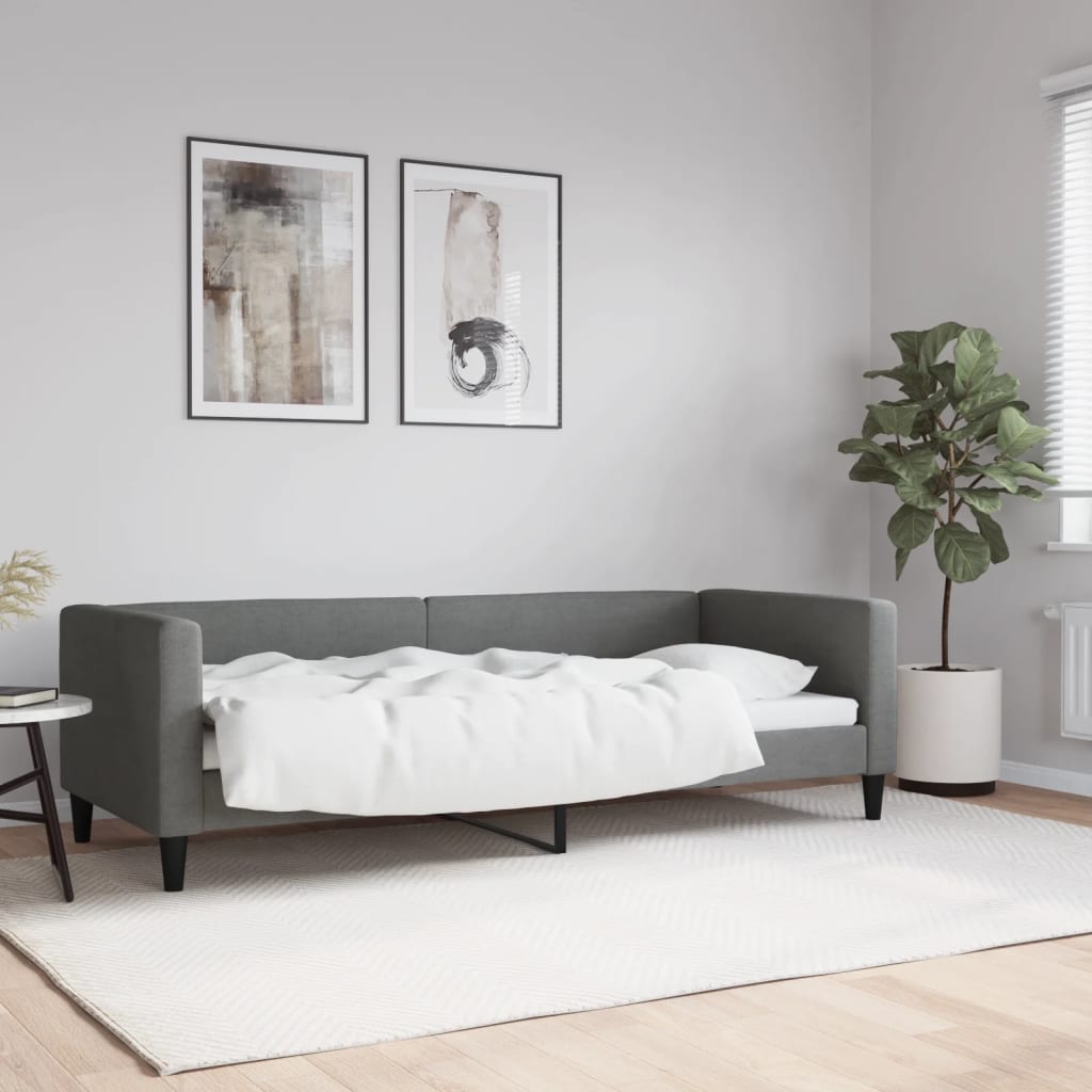 Slaapbank 80x200 cm stof donkergrijs is nu te koop bij PeponiXL, paradijselijk wonen!