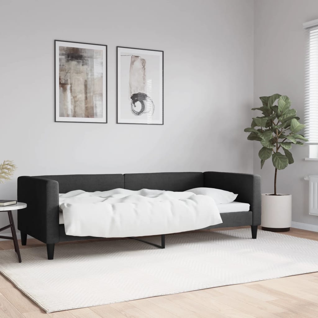 Slaapbank 80x200 cm stof zwart is nu te koop bij PeponiXL, paradijselijk wonen!