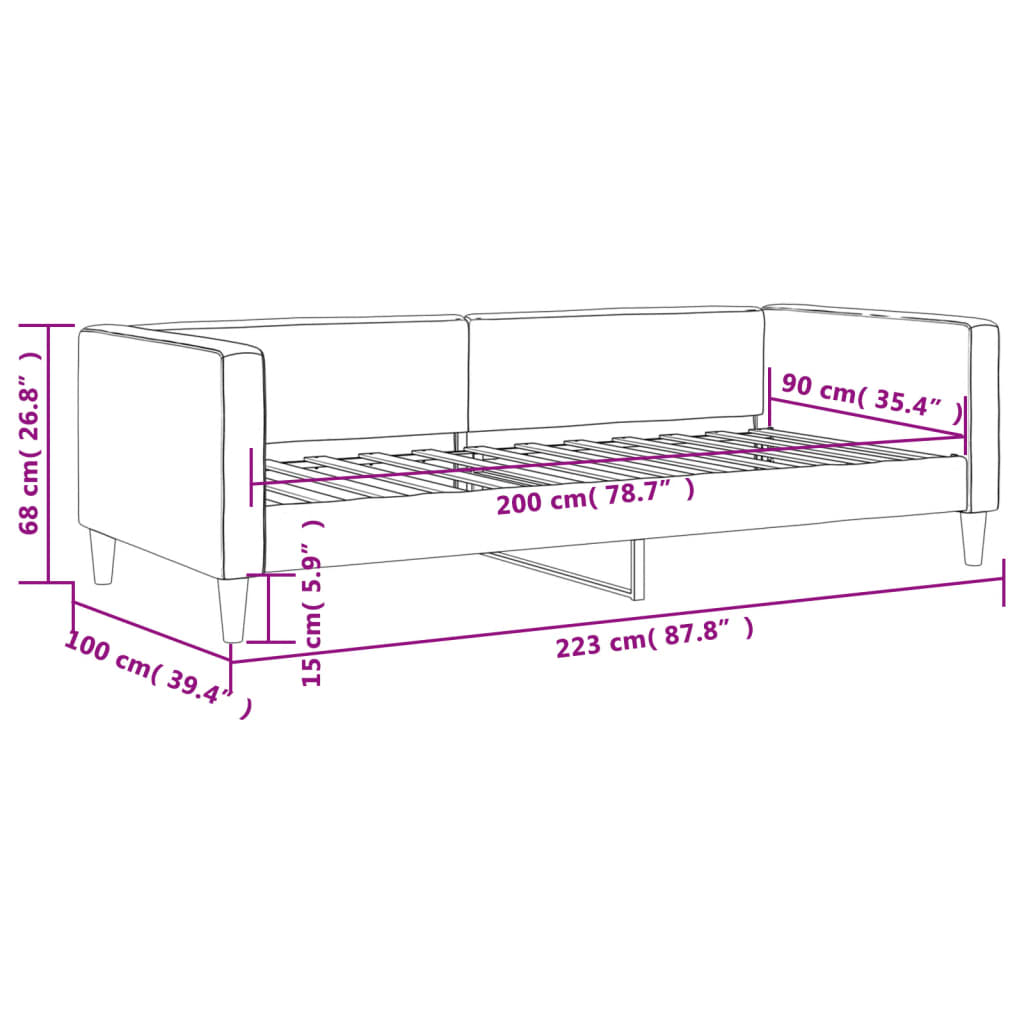 Slaapbank 90x200 cm stof donkergrijs is nu te koop bij PeponiXL, paradijselijk wonen!