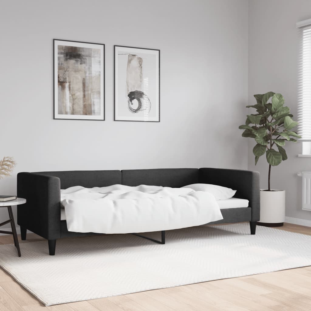 Slaapbank 90x200 cm stof zwart is nu te koop bij PeponiXL, paradijselijk wonen!