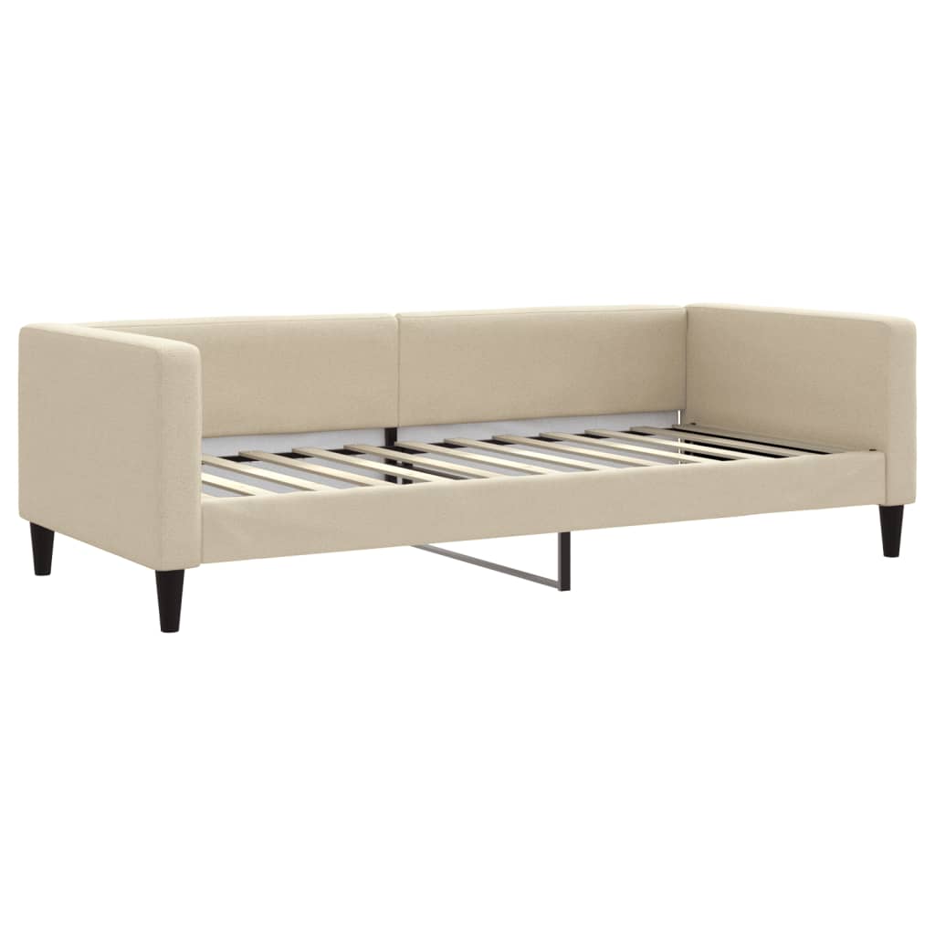 Slaapbank 90x200 cm stof crèmekleurig is nu te koop bij PeponiXL, paradijselijk wonen!
