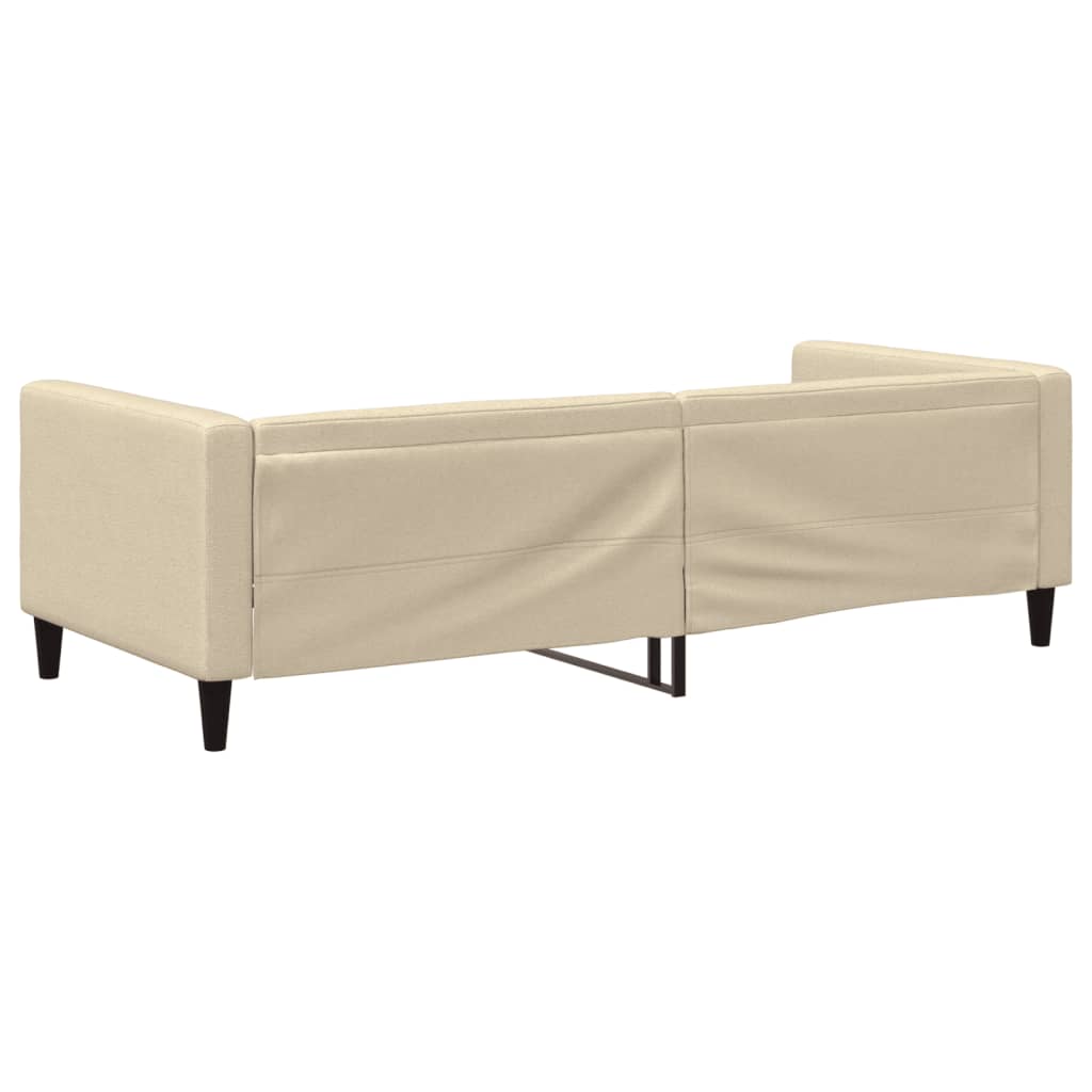Slaapbank 90x200 cm stof crèmekleurig is nu te koop bij PeponiXL, paradijselijk wonen!