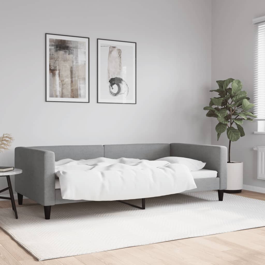 Slaapbank 100x200 cm stof lichtgrijs is nu te koop bij PeponiXL, paradijselijk wonen!