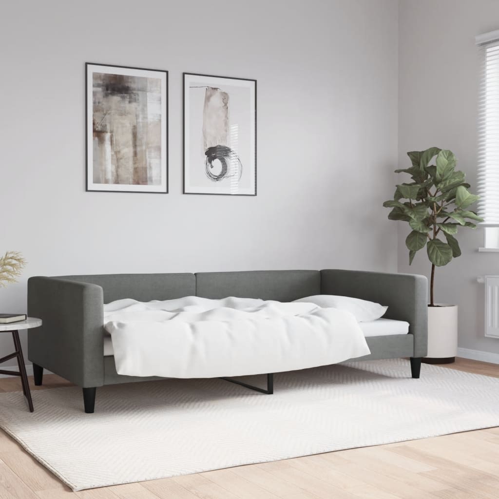 Slaapbank 100x200 cm stof donkergrijs is nu te koop bij PeponiXL, paradijselijk wonen!