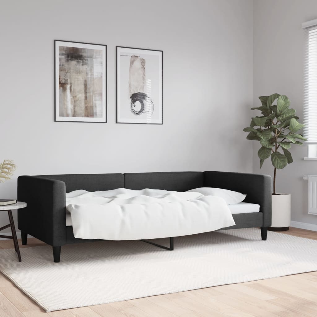 Slaapbank 100x200 cm stof zwart is nu te koop bij PeponiXL, paradijselijk wonen!