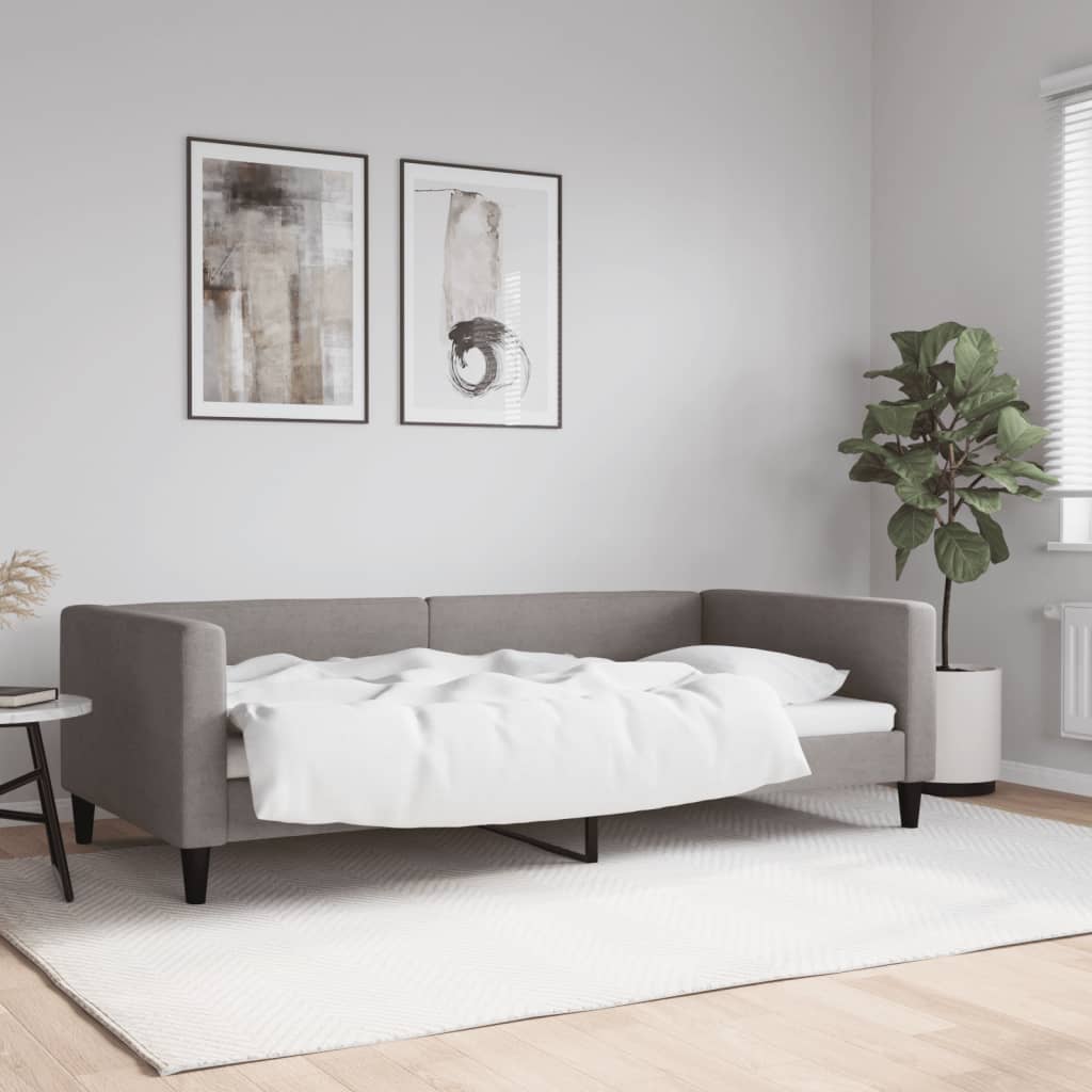 Slaapbank 100x200 cm stof taupe is nu te koop bij PeponiXL, paradijselijk wonen!