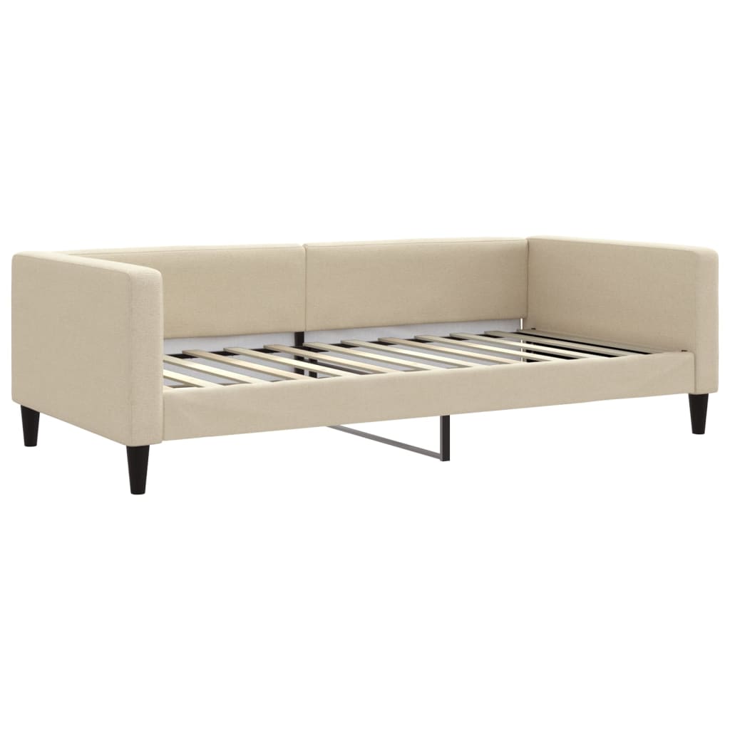 Slaapbank 100x200 cm stof crèmekleurig is nu te koop bij PeponiXL, paradijselijk wonen!