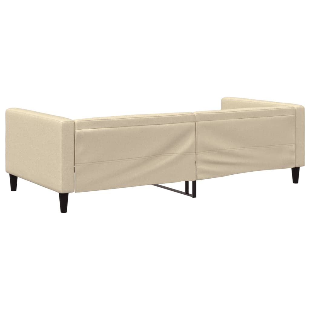 Slaapbank 100x200 cm stof crèmekleurig is nu te koop bij PeponiXL, paradijselijk wonen!