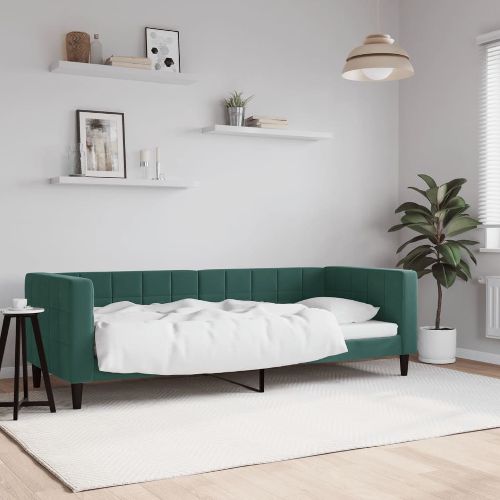 Slaapbank 80x200 cm fluweel donkergroen is nu te koop bij PeponiXL, paradijselijk wonen!